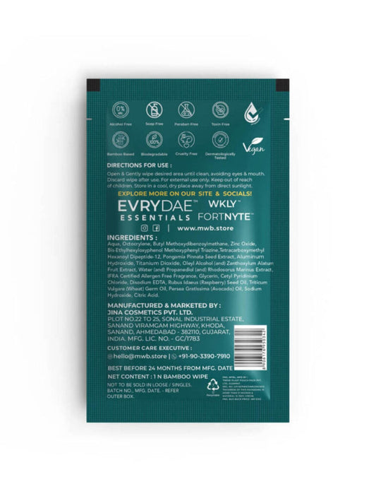 MW&B UV Shield Face sunscreen Wipes SPF50 'Pack of 10’ | EVRYDAE Essentials